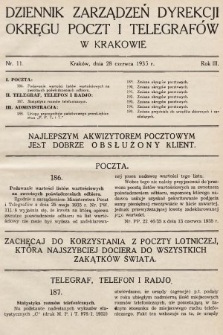 Dziennik Zarządzeń Dyrekcji Okręgu Poczt i Telegrafów w Krakowie. 1935, nr 11