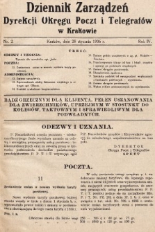 Dziennik Zarządzeń Dyrekcji Okręgu Poczt i Telegrafów w Krakowie. 1936, nr 2