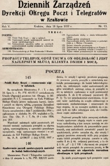 Dziennik Zarządzeń Dyrekcji Okręgu Poczt i Telegrafów w Krakowie. 1937, nr 13