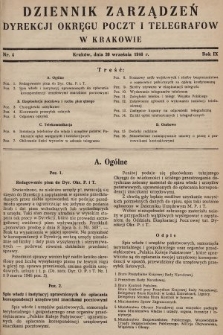 Dziennik Zarządzeń Dyrekcji Okręgu Poczt i Telegrafów w Krakowie. 1946, nr 4
