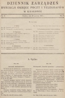 Dziennik Zarządzeń Dyrekcji Okręgu Poczt i Telegrafów w Krakowie. 1948, nr 11