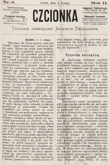Czcionka : pismo poświęcone sprawom drukarskim. 1873, nr 6