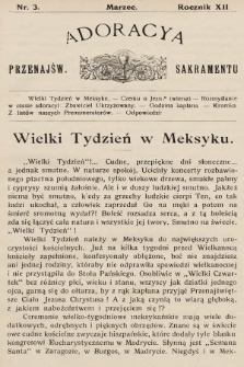 Adoracya Przenajświętszego Sakramentu. 1913, nr 3