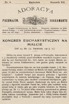 Adoracya Przenajświętszego Sakramentu. 1913, nr 4