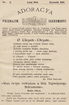 Adoracya Przenajświętszego Sakramentu. 1914, nr 2