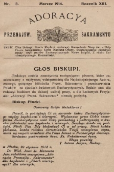 Adoracya Przenajświętszego Sakramentu. 1914, nr 3