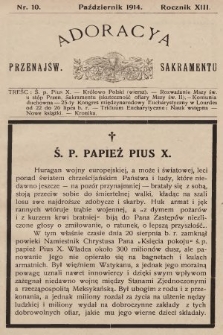 Adoracya Przenajświętszego Sakramentu. 1914, nr 10