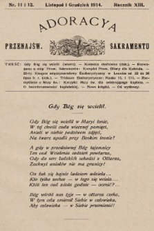 Adoracya Przenajświętszego Sakramentu. 1914, nr 11 i 12