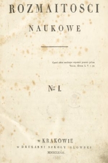 Rozmaitości Naukowe. 1828, nr 1