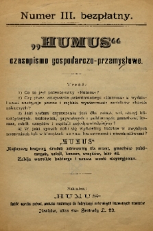 Humus : czasopismo gospodarczo-przemysłowe. 1898, nr 3