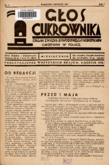 Głos Cukrownika : organ Związku Zawodowego Robotników Cukrowni w Polsce : miesięcznik. 1939, nr 1