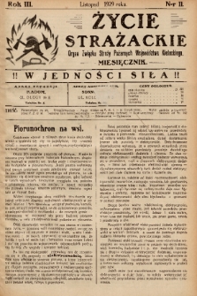 Życie Strażackie : organ Związku Straży Pożarnych Województwa Kieleckiego : miesięcznik. 1929, nr 11