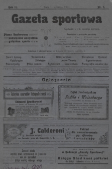 Gazeta Sportowa : pismo ilustrowane poświęcone wszystkim gałęziom sportu. 1901, nr 1