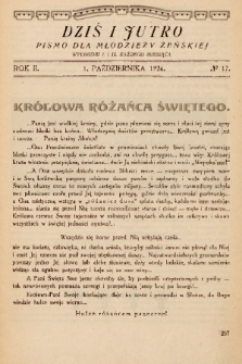 Dziś i Jutro : pismo dla młodzieży żeńskiej. 1926, nr 17