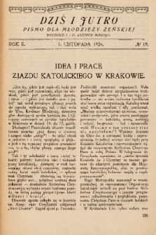 Dziś i Jutro : pismo dla młodzieży żeńskiej. 1926, nr 19