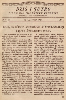 Dziś i Jutro : pismo dla młodzieży żeńskiej. 1927, nr 4