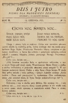Dziś i Jutro : pismo dla młodzieży żeńskiej. 1927, nr 22