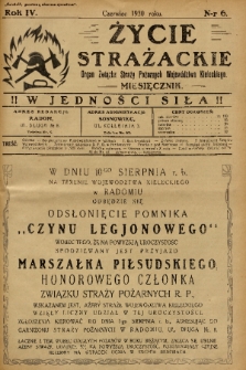 Życie Strażackie : organ Związku Straży Pożarnych Województwa Kieleckiego : miesięcznik. 1930, nr 6