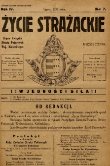 Życie Strażackie : organ Związku Straży Pożarnych Województwa Kieleckiego : miesięcznik. 1930, nr 7