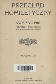 Przegląd Homiletyczny : kwartalnik poświęcony zagadnieniom kaznodziejstwa polskiego. 1929, Spis rzeczy