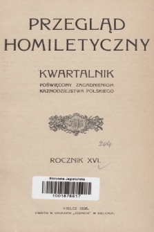Przegląd Homiletyczny : kwartalnik poświęcony zagadnieniom kaznodziejstwa polskiego. 1938, Spis rzeczy