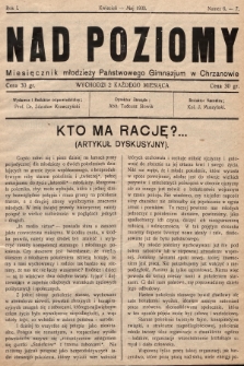 Nad Poziomy : miesięcznik młodzieży Państwowego Gimnazjum w Chrzanowie. R. 1, 1933, nr 6.-7.