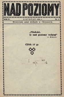 Nad Poziomy : miesięcznik szkół średnich w Chrzanowie. R. 4, 1935, nr 2