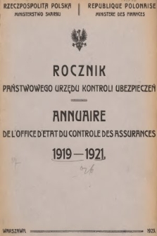 Rocznik Państwowego Urzędu Kontroli Ubezpieczeń. 1919/1921