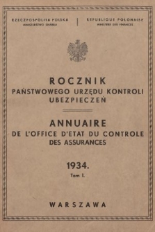 Rocznik Państwowego Urzędu Kontroli Ubezpieczeń. 1934