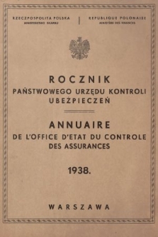 Rocznik Państwowego Urzędu Kontroli Ubezpieczeń. 1938