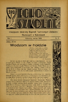 Echo Szkolne : miesięcznik młodzieży Śląskich Technicznych Zakładów Naukowych w Katowicach. 1938, nr 5