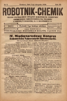 Robotnik-Chemik : organ Centralnego Związku Robotników Przemysłu Chemicznego Rzeczypospolitej Polskiej z siedzibą w Krakowie. 1929, nr 8