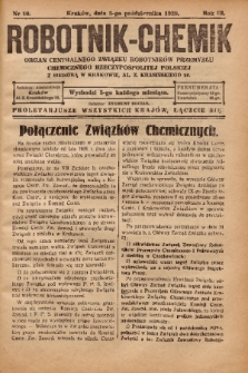 Robotnik-Chemik : organ Centralnego Związku Robotników Przemysłu Chemicznego Rzeczypospolitej Polskiej z siedzibą w Krakowie. 1929, nr 10