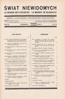 Świat Niewidomych : organ Zjednoczenia Pracowników Niewidomych. 1937, nr 7-8