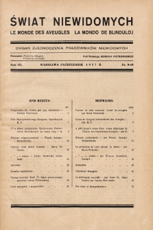 Świat Niewidomych : organ Zjednoczenia Pracowników Niewidomych. 1937, nr 9-10