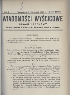 Wiadomości Wyścigowe : organ urzędowy Towarzystwa Zachęty do Hodowli Koni w Polsce. 1926, nr 50-52