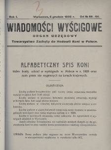Wiadomości Wyścigowe : organ urzędowy Towarzystwa Zachęty do Hodowli Koni w Polsce. 1926, nr 55-64