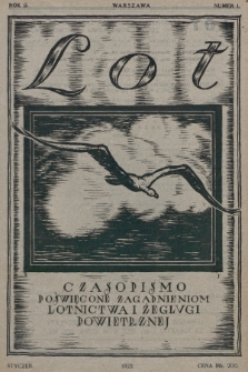 Lot : czasopismo poświęcone zagadnieniom lotnictwa i żeglugi powietrznej. 1922, nr 1