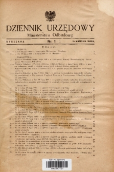 Dziennik Urzędowy Ministerstwa Odbudowy. 1945, nr 1