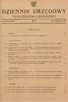 Dziennik Urzędowy Ministerstwa Odbudowy. 1946, nr 2