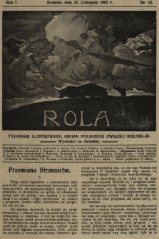 Rola : tygodnik ilustrowany : organ Polskiego Związku Rolników. 1907, nr 13