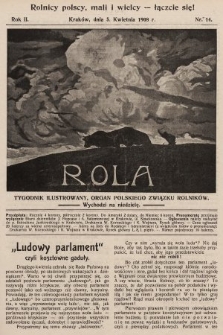 Rola : tygodnik ilustrowany : organ Polskiego Związku Rolników. 1908, nr 14