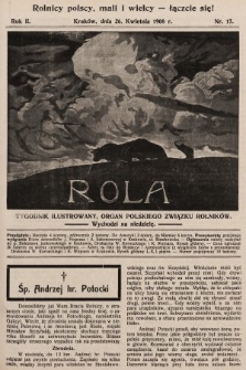 Rola : tygodnik ilustrowany : organ Polskiego Związku Rolników. 1908, nr 17