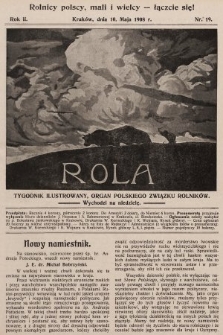 Rola : tygodnik ilustrowany : organ Polskiego Związku Rolników. 1908, nr 19