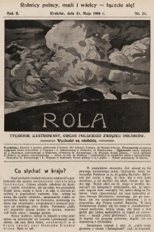 Rola : tygodnik ilustrowany : organ Polskiego Związku Rolników. 1908, nr 21