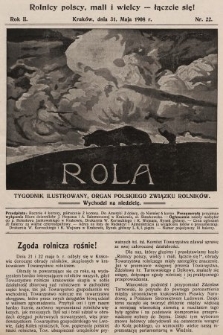 Rola : tygodnik ilustrowany : organ Polskiego Związku Rolników. 1908, nr 22