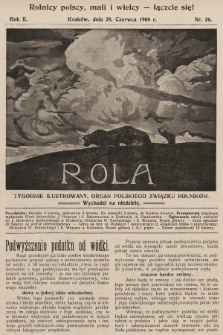 Rola : tygodnik ilustrowany : organ Polskiego Związku Rolników. 1908, nr 26