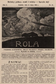 Rola : tygodnik ilustrowany : organ Polskiego Związku Rolników. 1908, nr 28