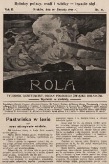 Rola : tygodnik ilustrowany : organ Polskiego Związku Rolników. 1908, nr 33