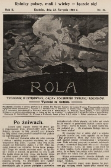 Rola : tygodnik ilustrowany : organ Polskiego Związku Rolników. 1908, nr 34